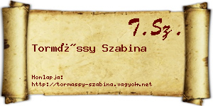Tormássy Szabina névjegykártya